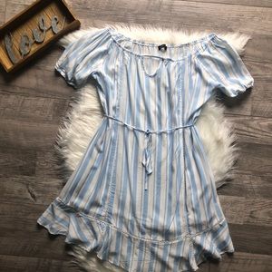 Cotton On Stripped Ruffle Dress Off shoulder